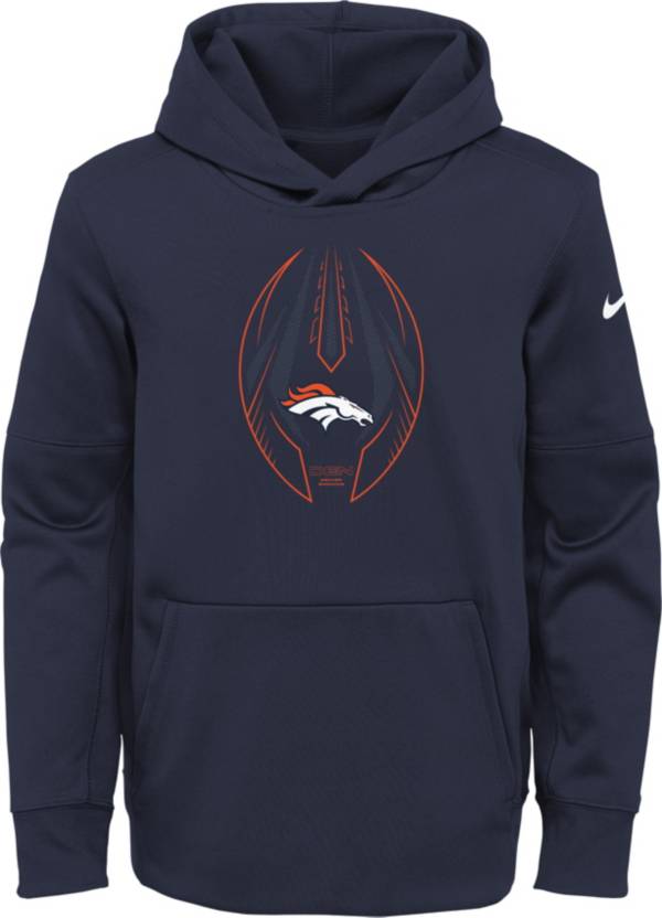 Nike Youth Denver Broncos College Navy Icon Therma Pullover Hoodie