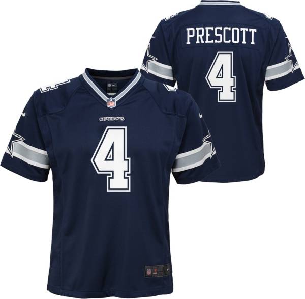 Nike Youth Dallas Cowboys Dak Prescott #4 Navy Game Jersey