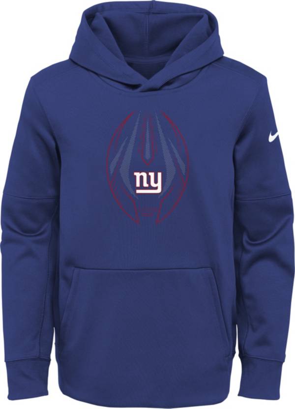 Nike Youth New York Giants Rush Blue Icon Therma Pullover Hoodie