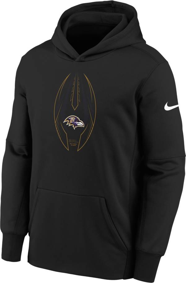 Nike Youth Baltimore Ravens Black Icon Therma Pullover Hoodie