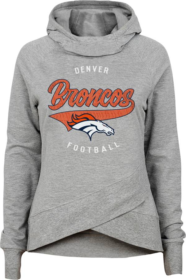 NFL Team Apparel Girls' Denver Broncos Heather Grey Pullover Hoodie