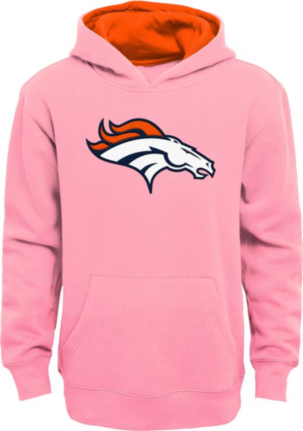 NFL Team Apparel Girls' Denver Broncos Prime Pink Pullover Hoodie