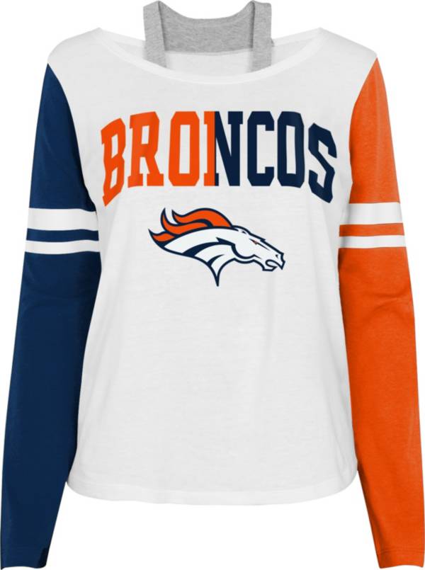 NFL Team Apparel Girl's Denver Broncos White Long Sleeve T-Shirt