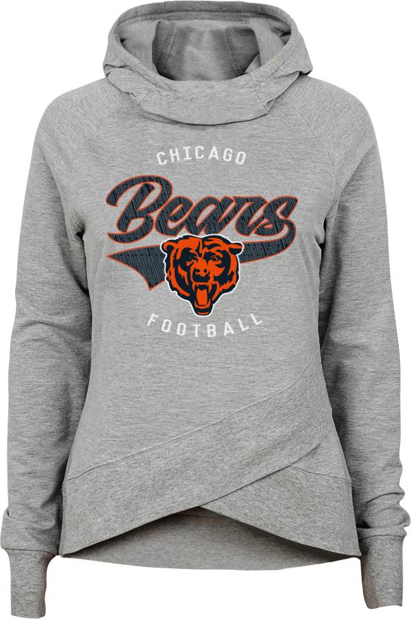 NFL Team Apparel Girls' Chicago Bears Heather Grey Pullover Hoodie