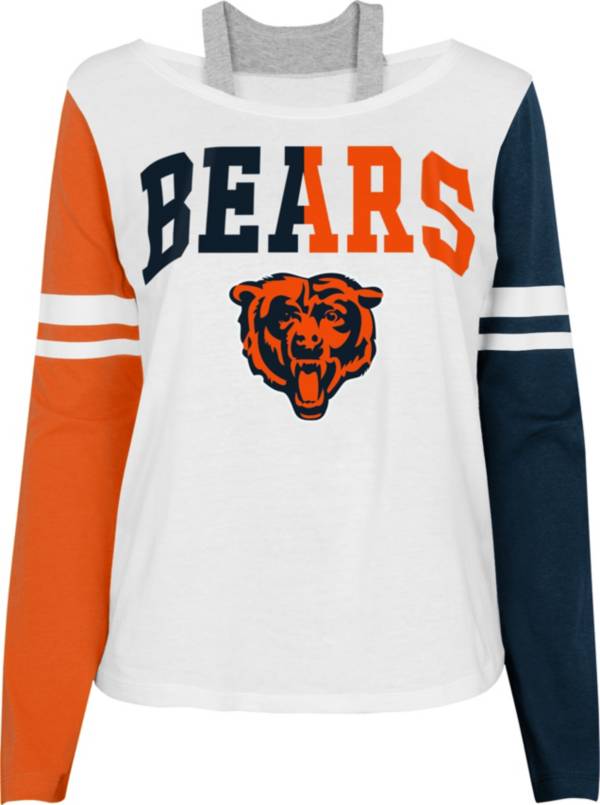 NFL Team Apparel Girl's Chicago Bears White Long Sleeve T-Shirt