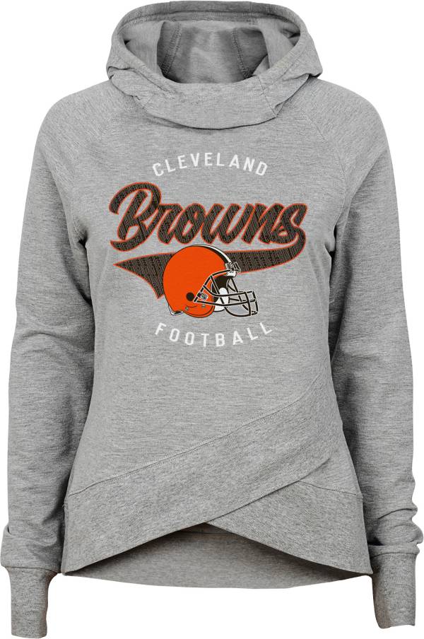 NFL Team Apparel Girls' Cleveland Browns Heather Grey Pullover Hoodie