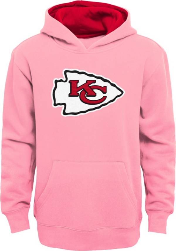 NFL Team Apparel Girls' Kansas City Chiefs Prime Pink Pullover Hoodie