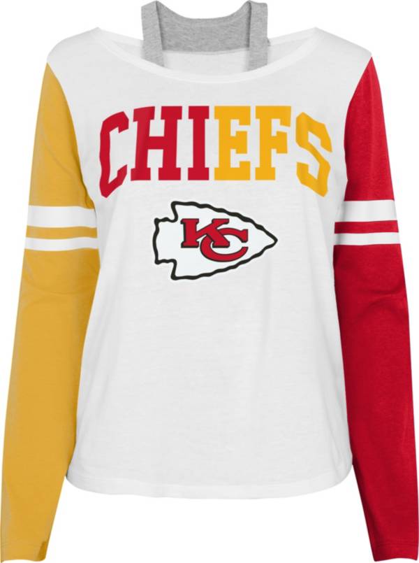 NFL Team Apparel Girl's Kansas City Chiefs White Long Sleeve T-Shirt