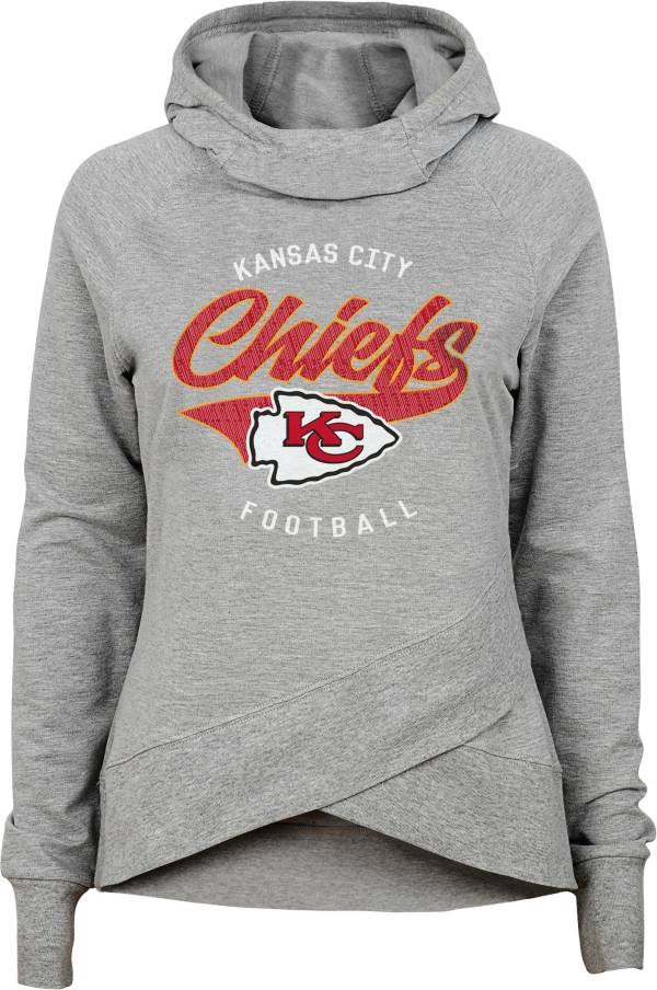 NFL Team Apparel Girls' Kansas City Chiefs Heather Grey Pullover Hoodie