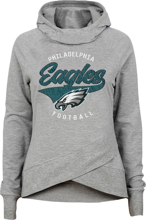 NFL Team Apparel Girls' Philadelphia Eagles Heather Grey Pullover Hoodie