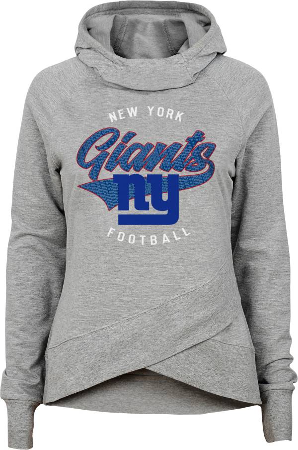 NFL Team Apparel Girls' New York Giants Heather Grey Pullover Hoodie