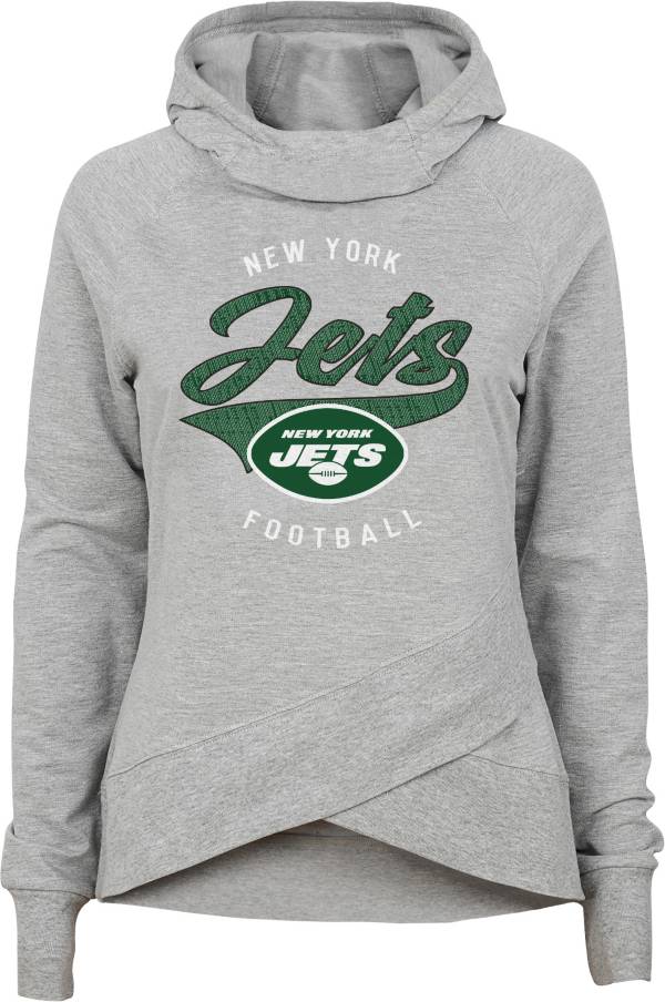 NFL Team Apparel Girls' New York Jets Heather Grey Pullover Hoodie