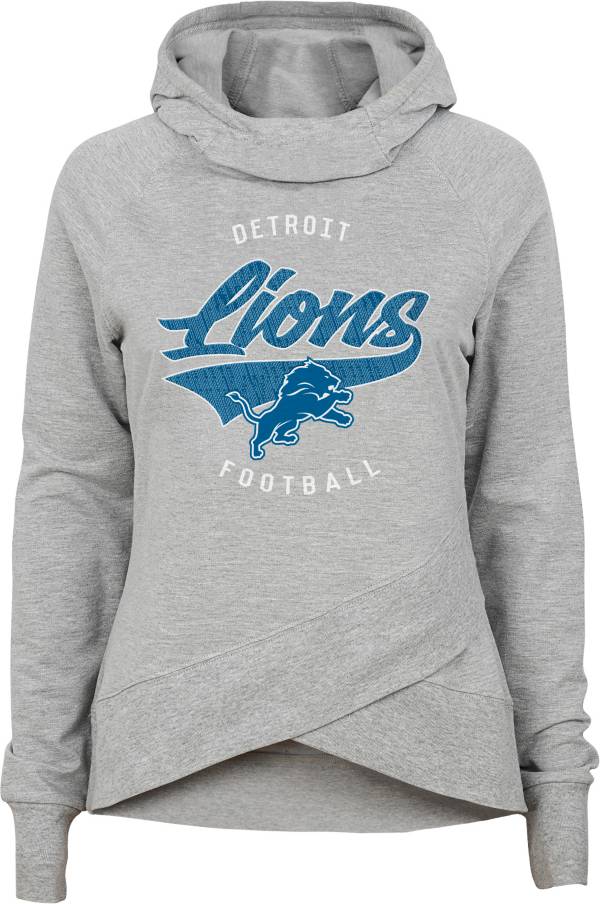 NFL Team Apparel Girls' Detroit Lions Heather Grey Pullover Hoodie