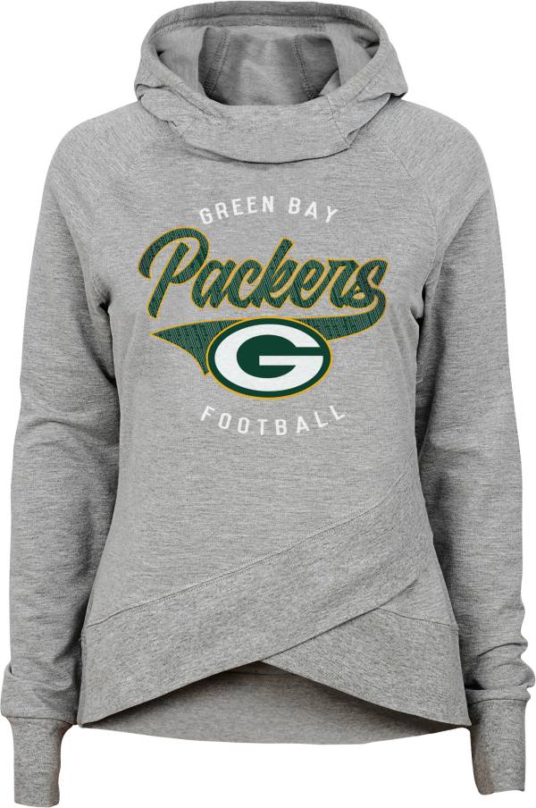 NFL Team Apparel Girls' Green Bay Packers Heather Grey Pullover Hoodie