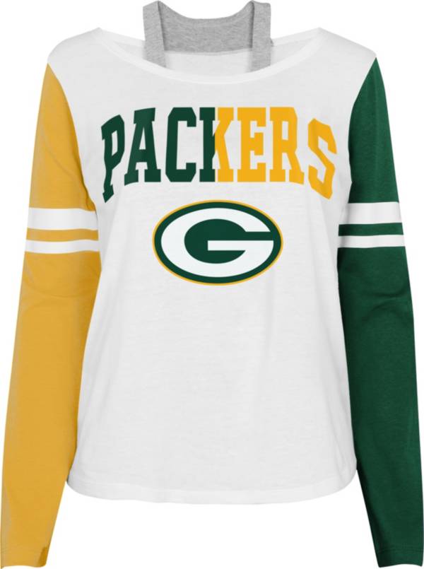 NFL Team Apparel Girl's Green Bay Packers White Long Sleeve T-Shirt