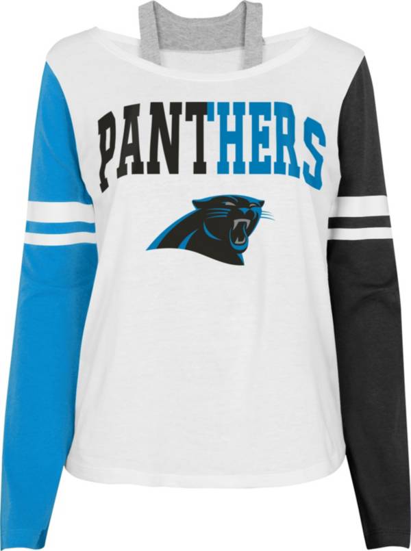 NFL Team Apparel Girl's Carolina Panthers White Long Sleeve T-Shirt