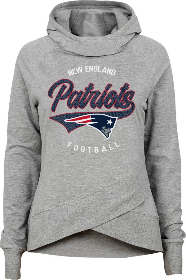 NFL Team Apparel Girls' New England Patriots Heather Grey Pullover Hoodie
