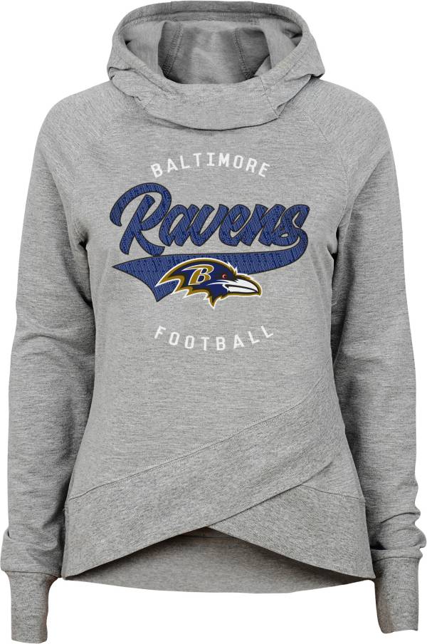 NFL Team Apparel Girls' Baltimore Ravens Heather Grey Pullover Hoodie