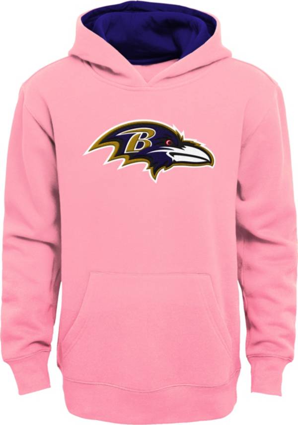 NFL Team Apparel Girls' Baltimore Ravens Prime Pink Pullover Hoodie