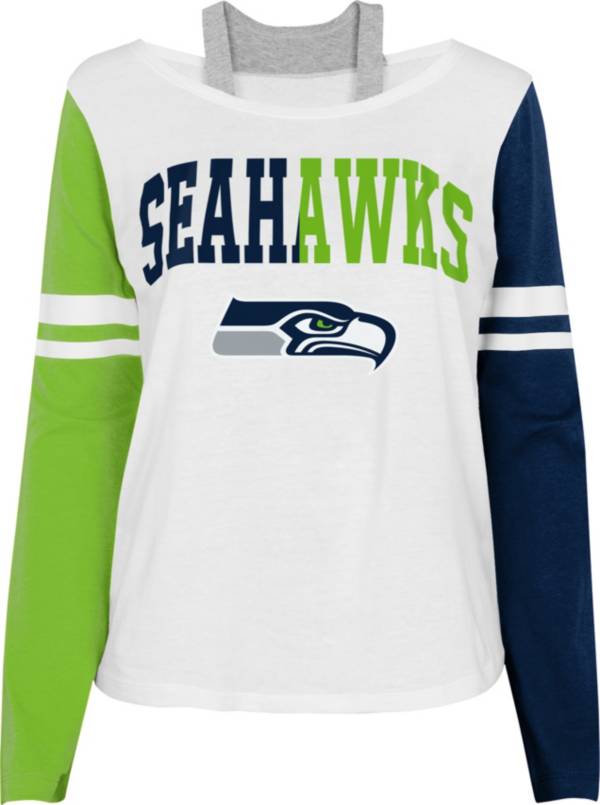 NFL Team Apparel Girl's Seattle Seahawks White Long Sleeve T-Shirt