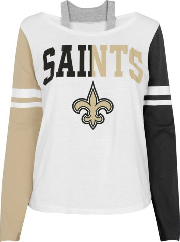 NFL Team Apparel Girl's New Orleans Saints White Long Sleeve T-Shirt