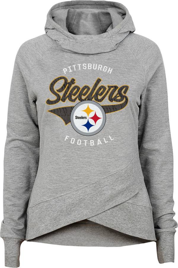 NFL Team Apparel Girls' Pittsburgh Steelers Heather Grey Pullover Hoodie