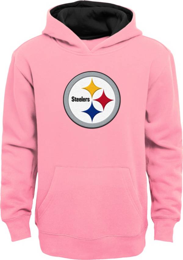 NFL Team Apparel Girls' Pittsburgh Steelers Prime Pink Pullover Hoodie