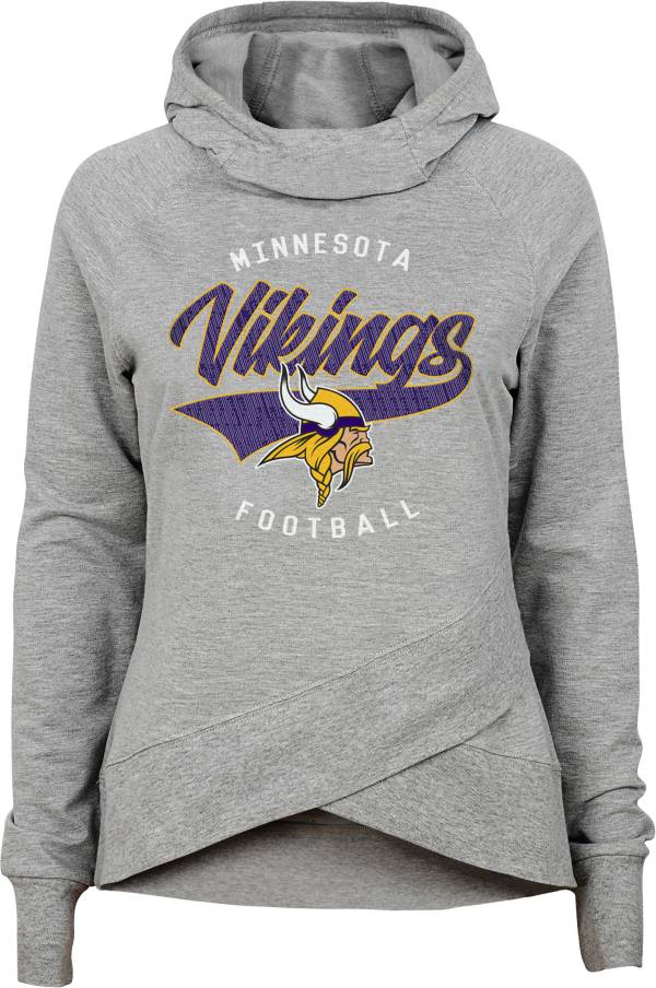 NFL Team Apparel Girls' Minnesota Vikings Heather Grey Pullover Hoodie