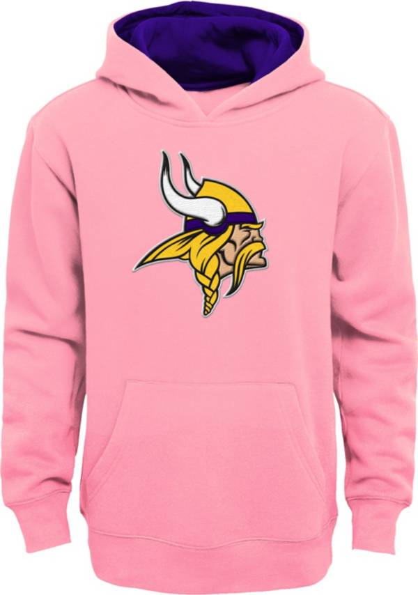 NFL Team Apparel Girls' Minnesota Vikings Prime Pink Pullover Hoodie