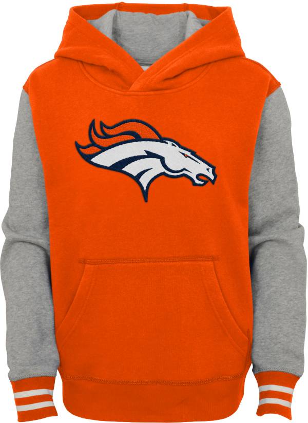 NFL Team Apparel Youth Denver Broncos Orange Heritage Pullover Hoodie