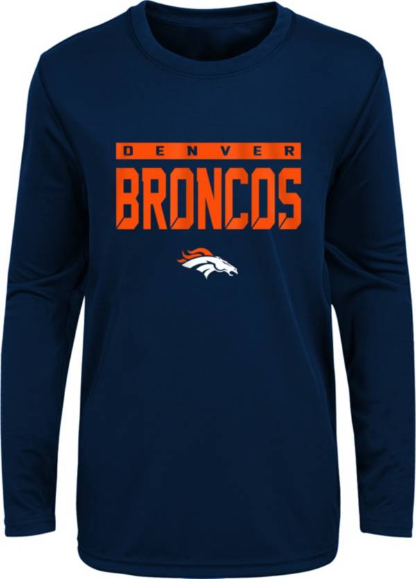 NFL Team Apparel Youth Denver Broncos Navy Training Camp Long Sleeve Shirt