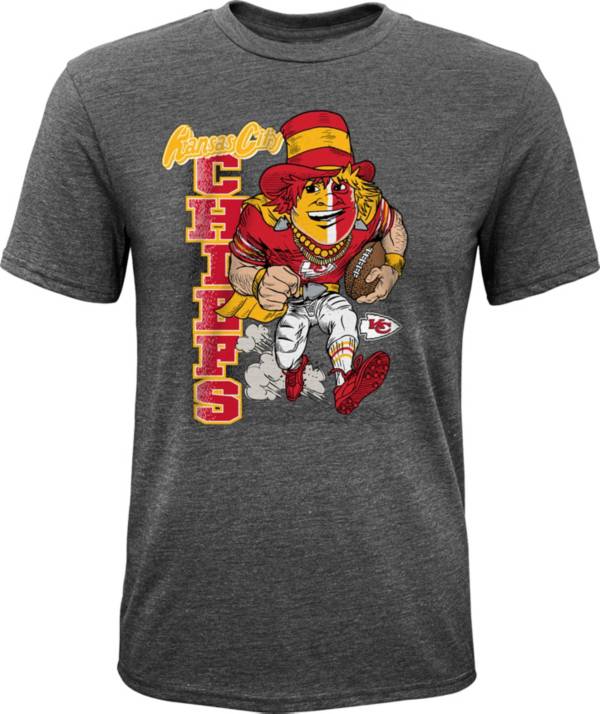 NFL Team Apparel Youth Kansas City Chiefs Dark Grey Heather Bust Loose T-Shirt