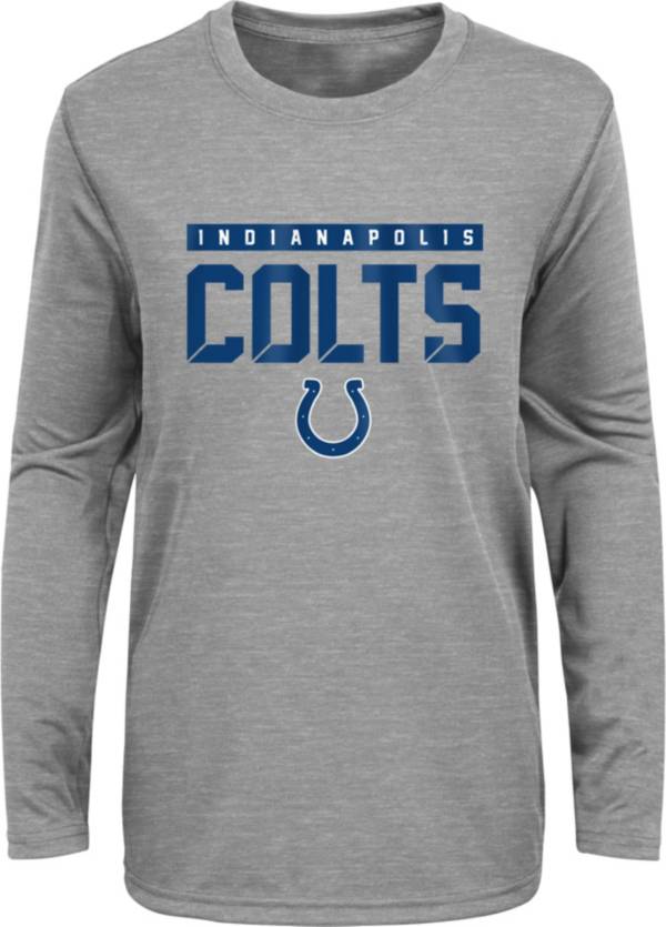 NFL Team Apparel Youth Indianapolis Colts Charcoal Grey Heather Training Camp Long Sleeve Shirt