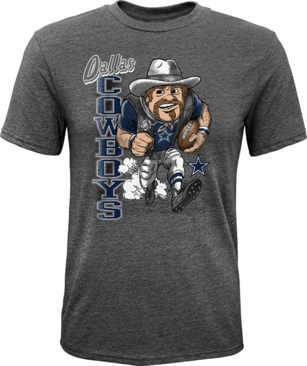 NFL Team Apparel Youth Dallas Cowboys Grey Bust Loose T-Shirt