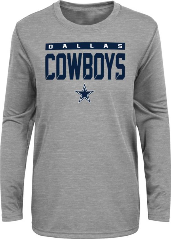 NFL Team Apparel Youth Dallas Cowboys Grey Training Camp Long Sleeve Shirt