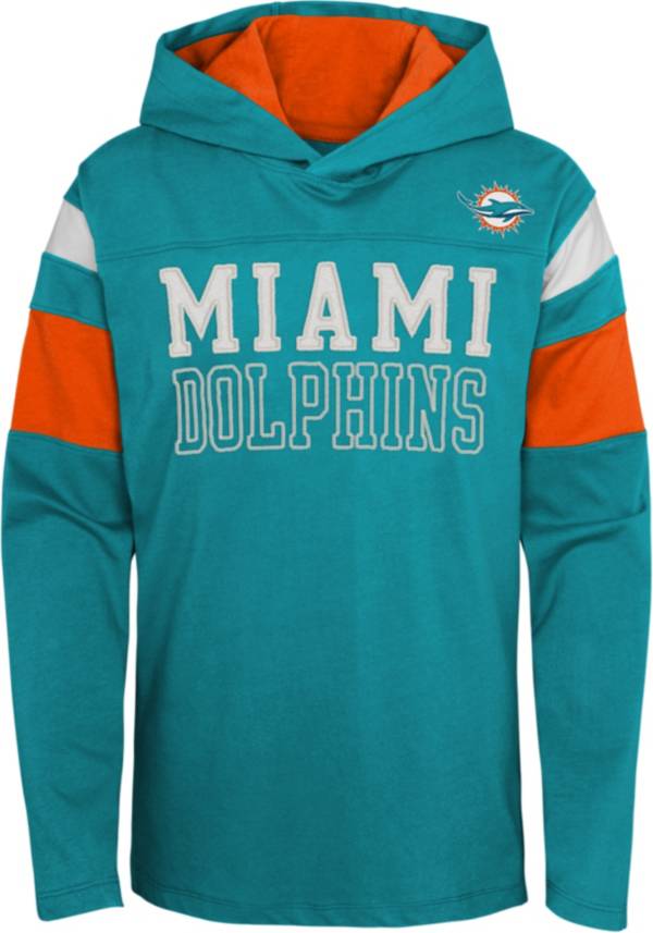 NFL Team Apparel Youth Miami Dolphins Aqua Glory Days Pullover Hoodie