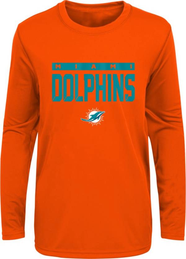 NFL Team Apparel Youth Miami Dolphins Orange Training Camp Long Sleeve Shirt