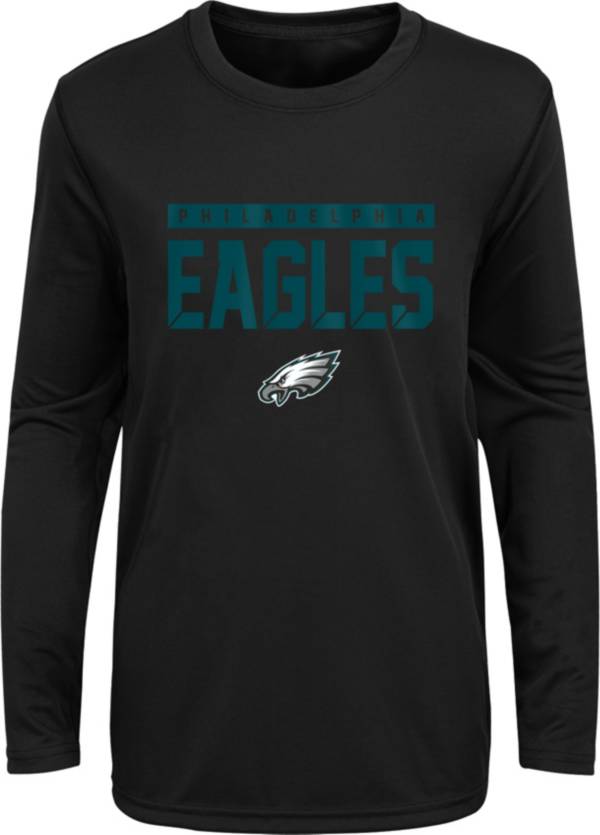 NFL Team Apparel Youth Philadelphia Eagles Black Training Camp Long Sleeve Shirt