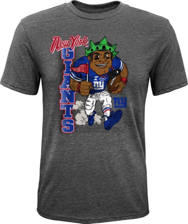 NFL Team Apparel Youth New York Giants Dark Grey Heather Bust Loose T-Shirt