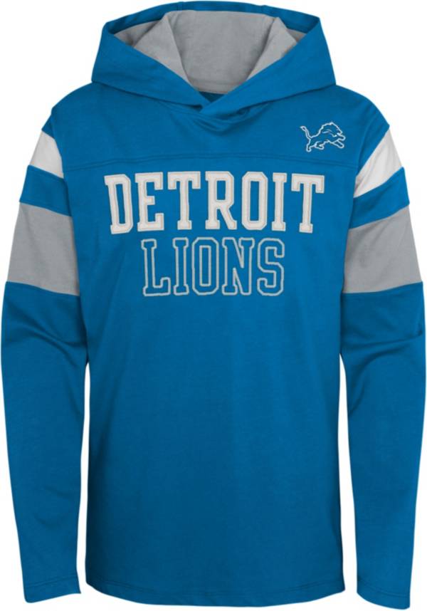 NFL Team Apparel Youth Detroit Lions Blue Glory Days Pullover Hoodie