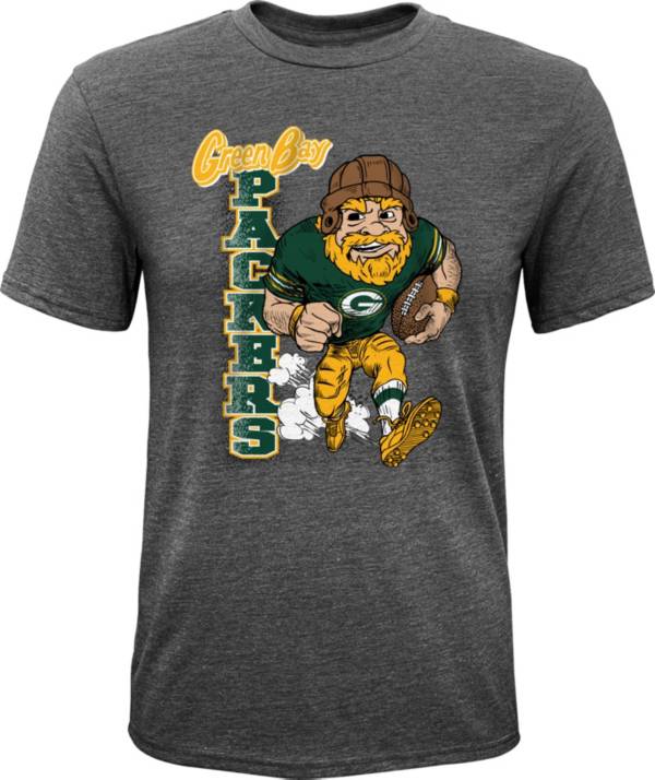 NFL Team Apparel Youth Green Bay Packers Dark Grey Heather Bust Loose T-Shirt