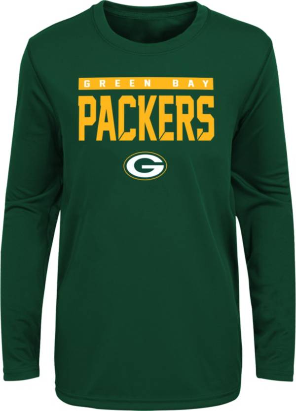 NFL Team Apparel Youth Green Bay Packers Green Training Camp Long Sleeve Shirt