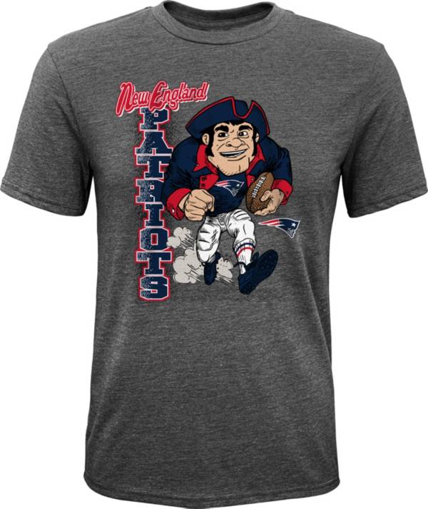 NFL Team Apparel Youth New England Patriots Dark Grey Heather Bust Loose T-Shirt
