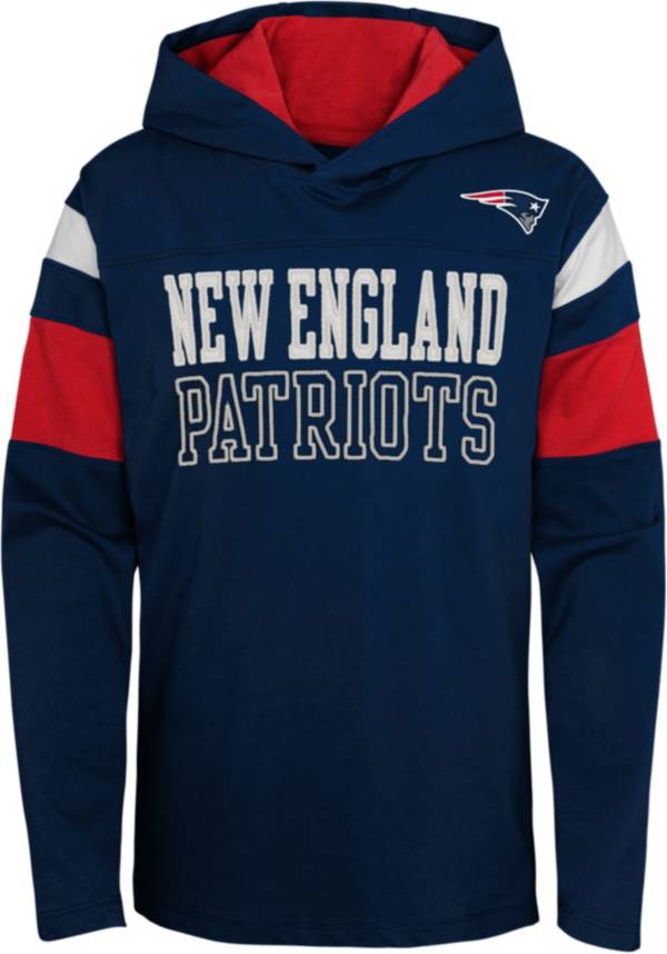 NFL Team Apparel Youth New England Patriots Navy Glory Days Pullover Hoodie