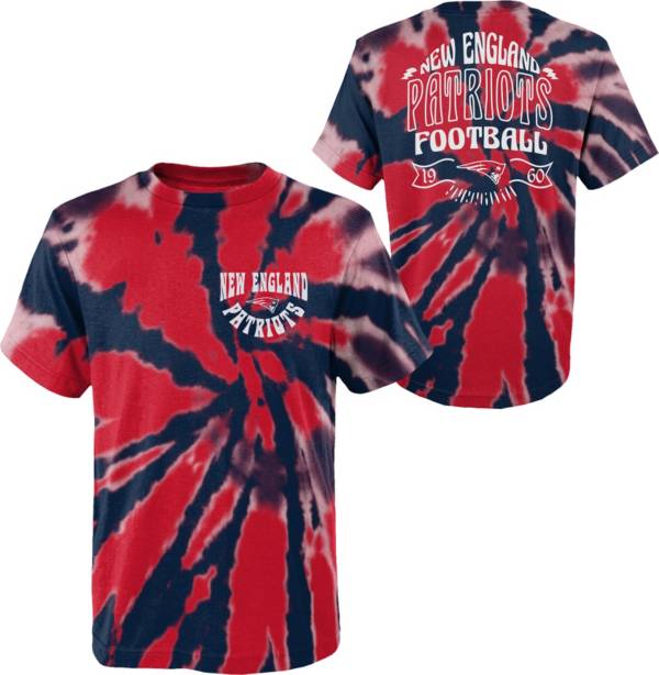 NFL Team Apparel Youth New England Patriots Pennant Tie Dye T-Shirt