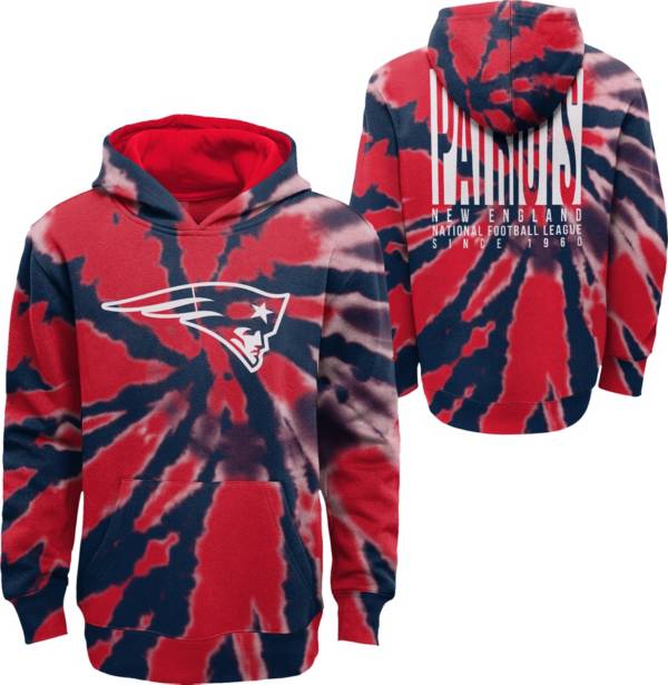 NFL Team Apparel Youth New England Patriots Statement Tie Dye Hoodie