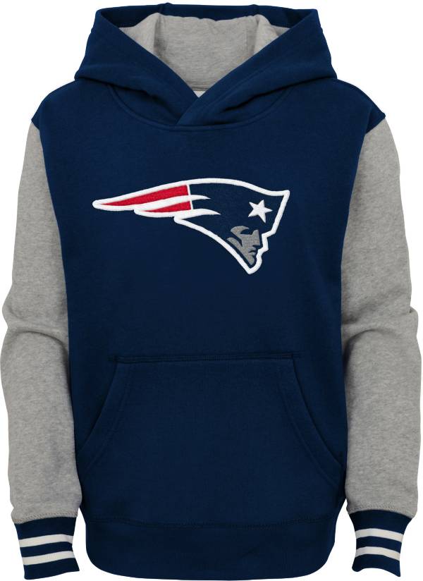 NFL Team Apparel Youth New England Patriots Navy Heritage Pullover Hoodie