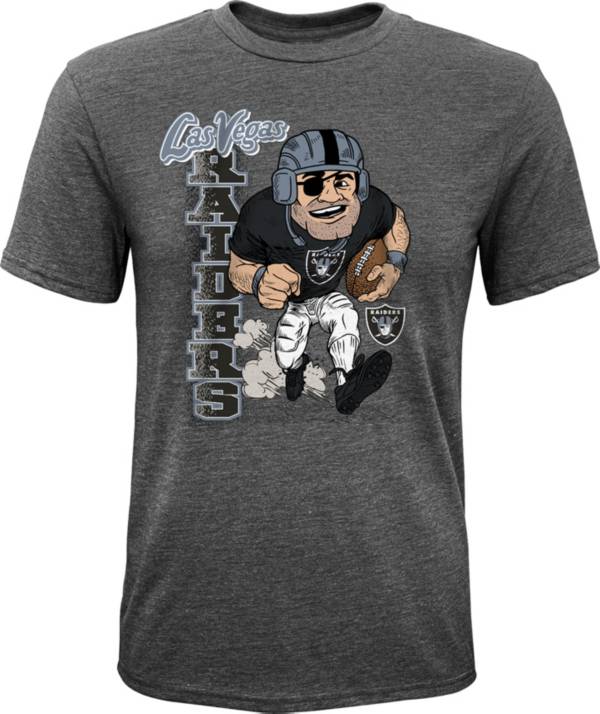 NFL Team Apparel Youth Las Vegas Raiders Dark Grey Heather Bust Loose T-Shirt