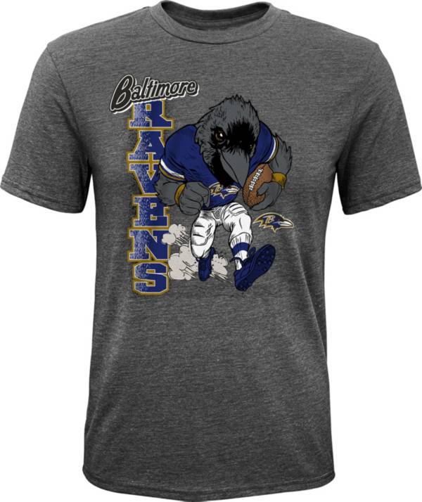 NFL Team Apparel Youth Baltimore Ravens Dark Grey Heather Bust Loose T-Shirt