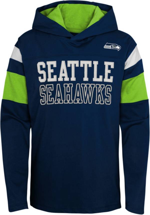 NFL Team Apparel Youth Seattle Seahawks Navy Glory Days Pullover Hoodie